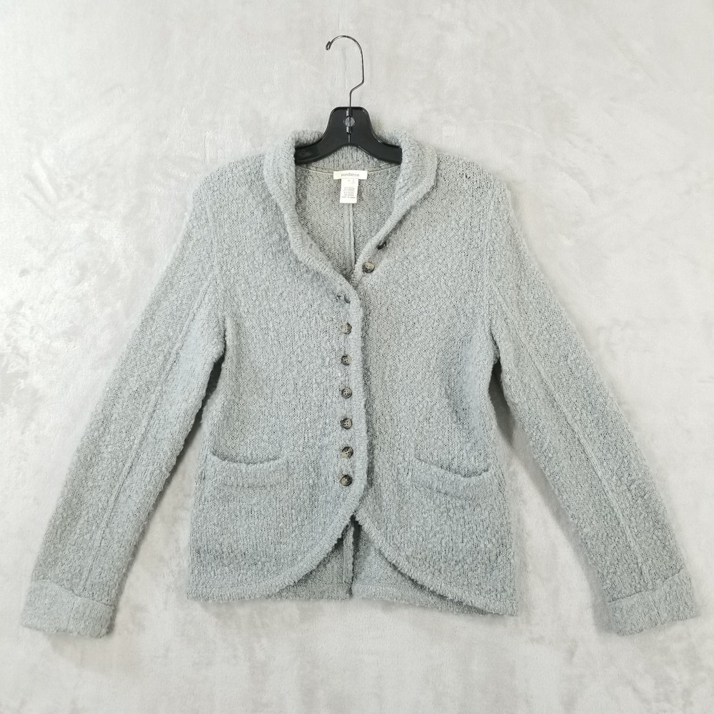 Sundance Cardigan Women S Gray Boucle Wool Mohair Blazer Style Minimal‎ Sweater